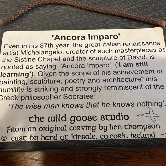 Anchora Imparo -Bronze Decorative Plaque - Picture 3 of 5